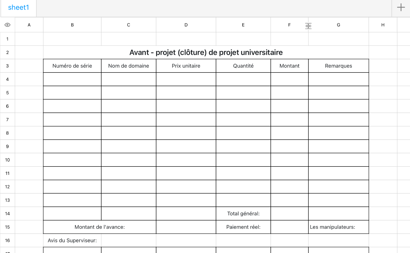 Avant - projet (clôture) de projet universitaire